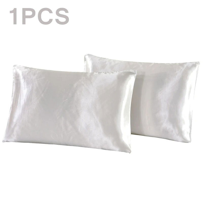 1Pc Queen Satin Silk Pillowcase Pillow Case Cover Home Bedding Smoothy Pillow Rectangle Bedding Pillow - Slobuy