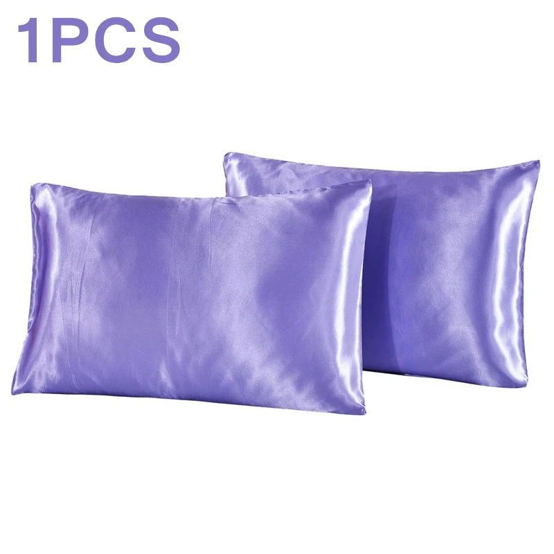 1Pc Queen Satin Silk Pillowcase Pillow Case Cover Home Bedding Smoothy Pillow Rectangle Bedding Pillow - Slobuy