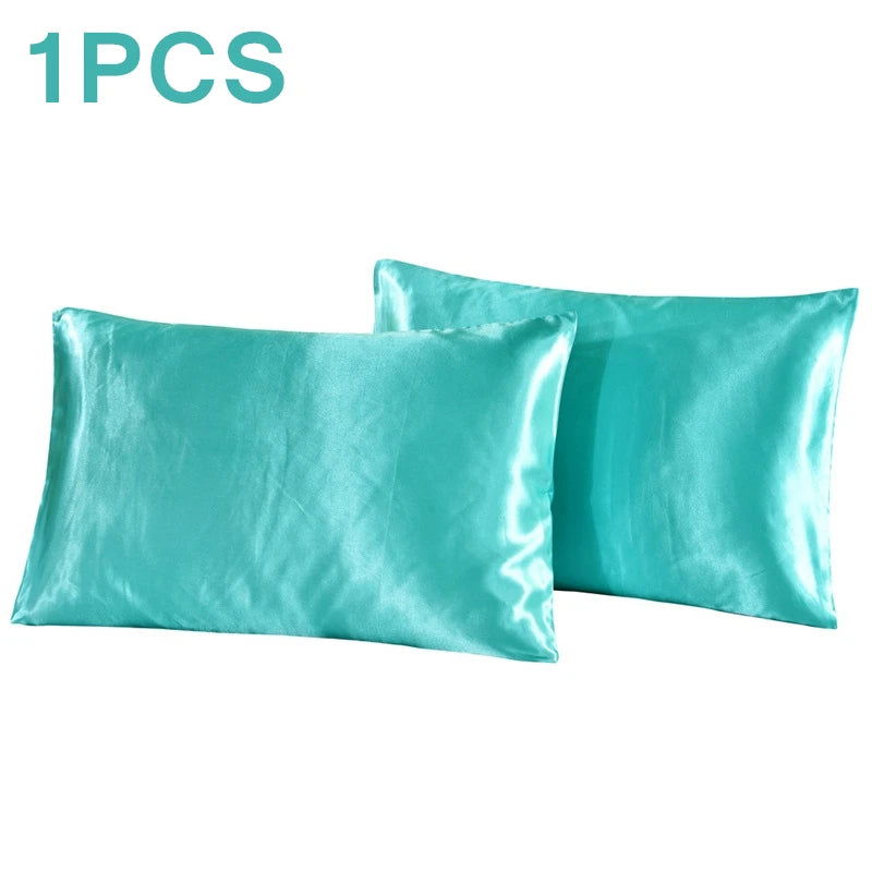 1Pc Queen Satin Silk Pillowcase Pillow Case Cover Home Bedding Smoothy Pillow Rectangle Bedding Pillow - Slobuy