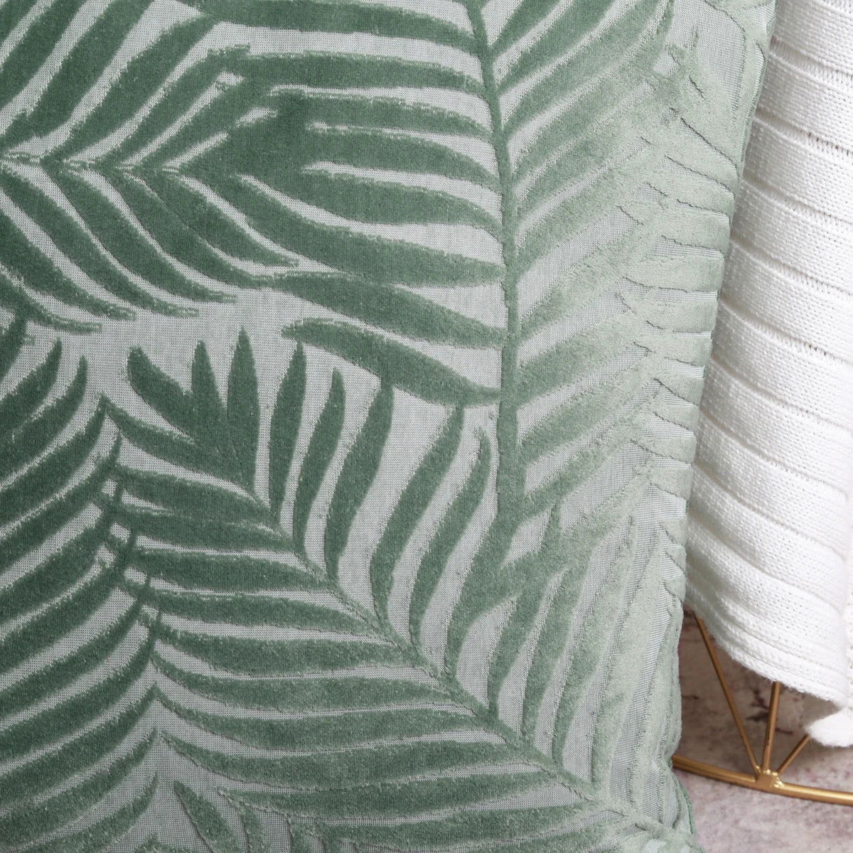 1Pc Velvet Leaf Throw Pillow Covers, Modern Square Decorative Pillowcase, Neutral Palm Cushion Case for Sofa Couch 18 x 18 Inch - Slobuy