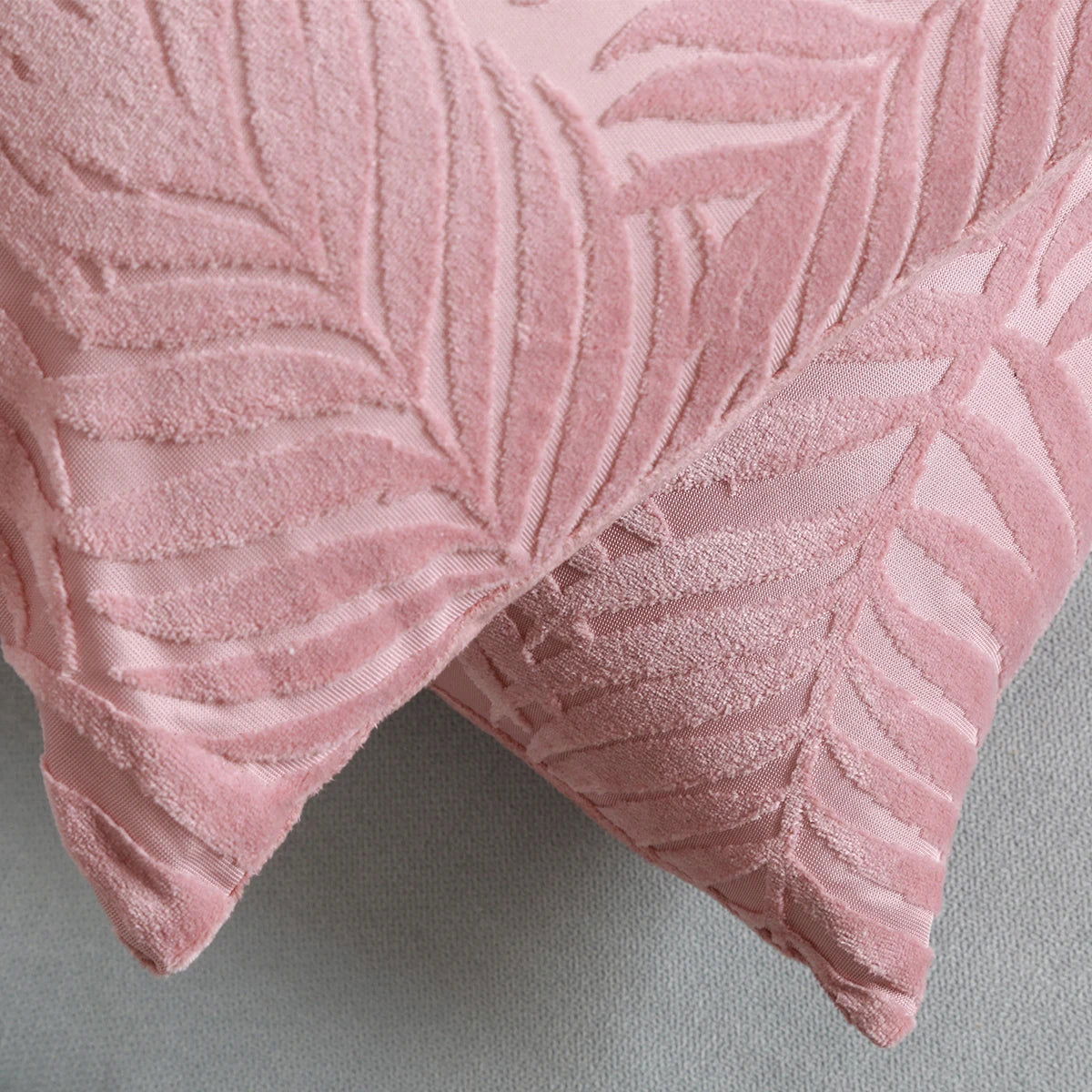 1Pc Velvet Leaf Throw Pillow Covers, Modern Square Decorative Pillowcase, Neutral Palm Cushion Case for Sofa Couch 18 x 18 Inch - Slobuy