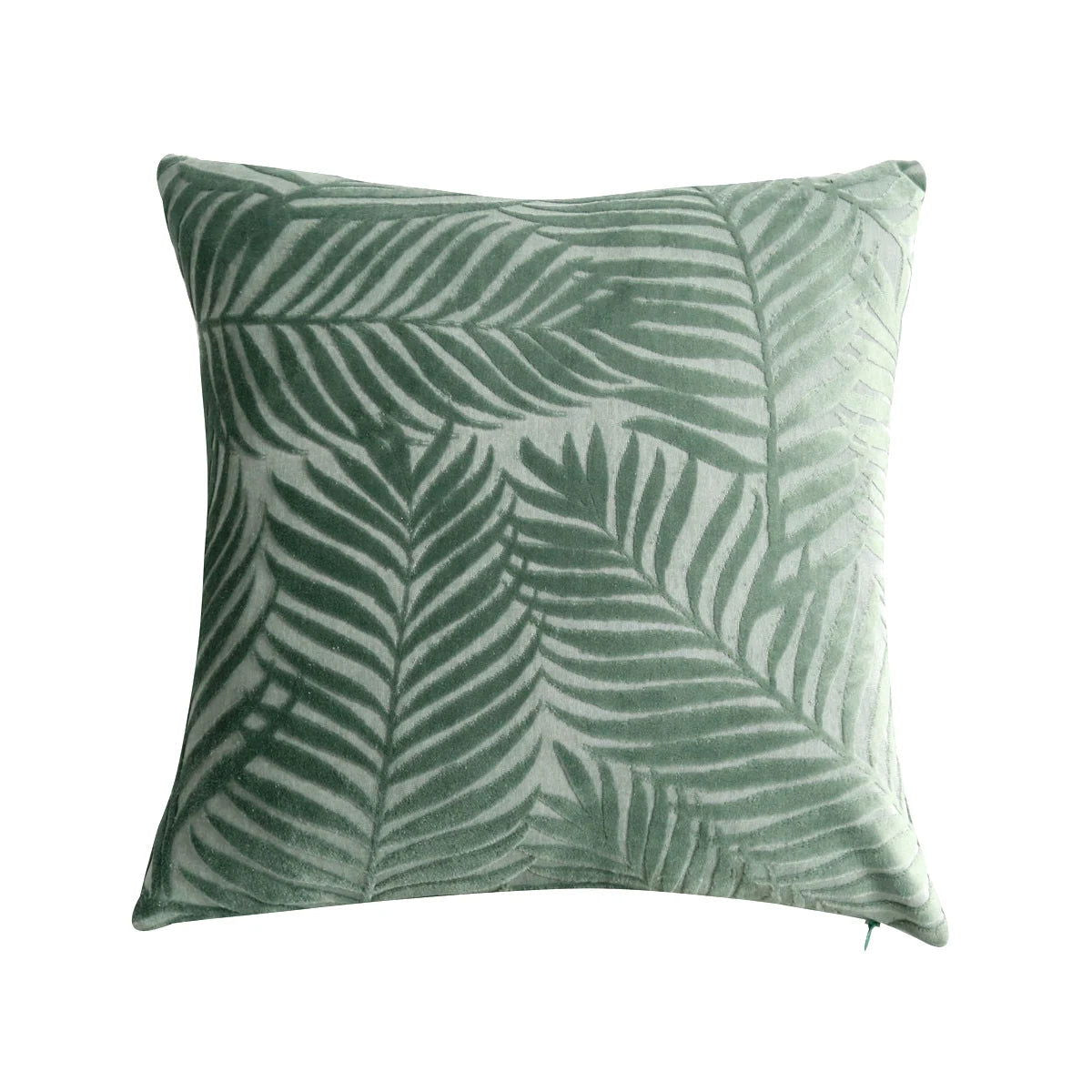 1Pc Velvet Leaf Throw Pillow Covers, Modern Square Decorative Pillowcase, Neutral Palm Cushion Case for Sofa Couch 18 x 18 Inch - Slobuy