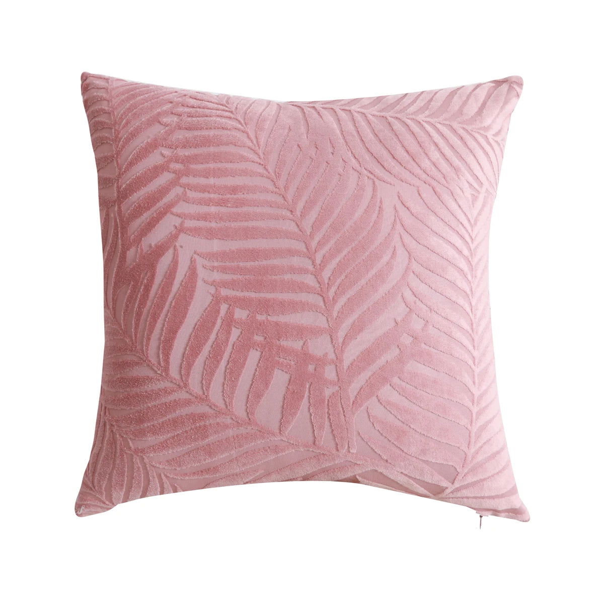 1Pc Velvet Leaf Throw Pillow Covers, Modern Square Decorative Pillowcase, Neutral Palm Cushion Case for Sofa Couch 18 x 18 Inch - Slobuy