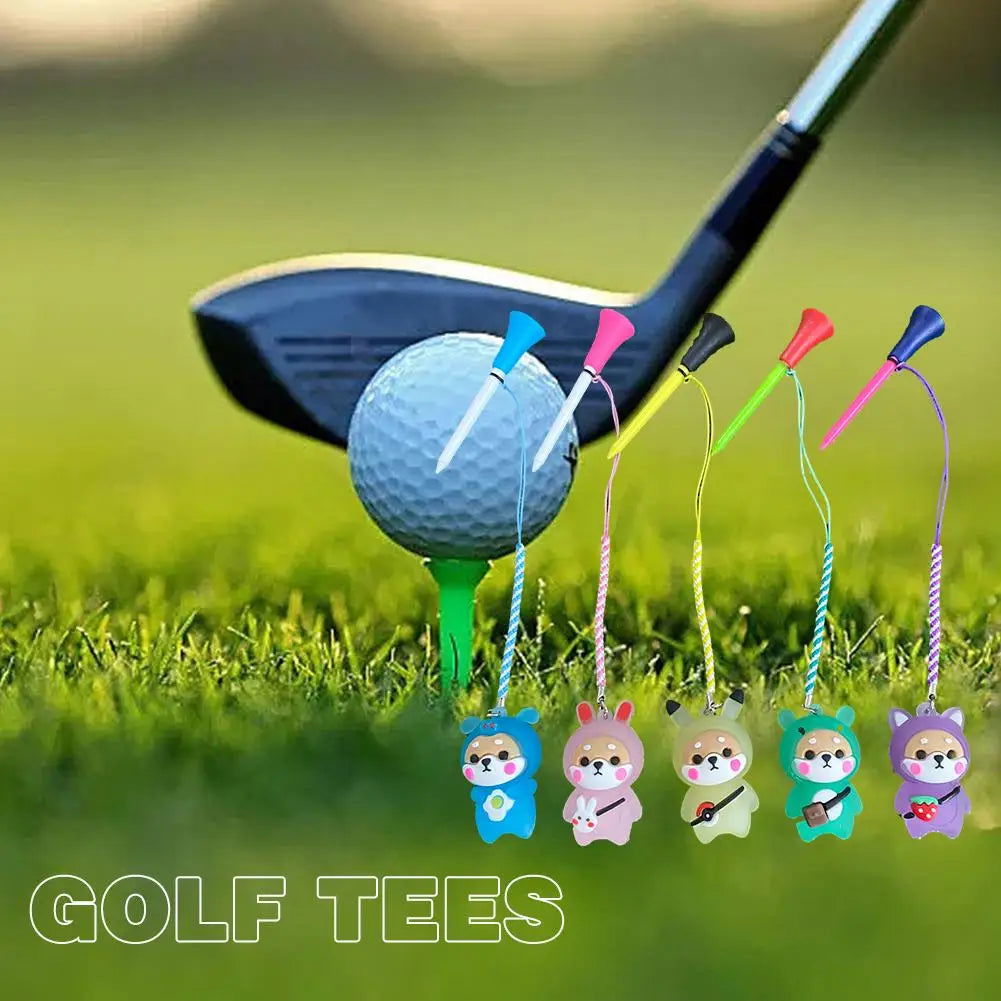 1Pcs Golf Rubber Tees With Flashing Light Cartoon Cute Prevent Loss Golf Ball Holder With Braided Rope Outdoor Golf Accessory - Slobuy