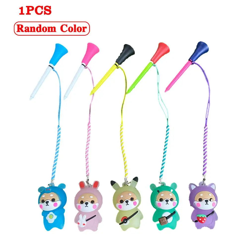 1Pcs Golf Rubber Tees With Flashing Light Cartoon Cute Prevent Loss Golf Ball Holder With Braided Rope Outdoor Golf Accessory - Slobuy