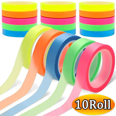 10/1Roll Marking Stickers Transparent Fluorescent Tape Index Tabs Taking Note Label Children Gift School Office Highlighter Tape - Slobuy