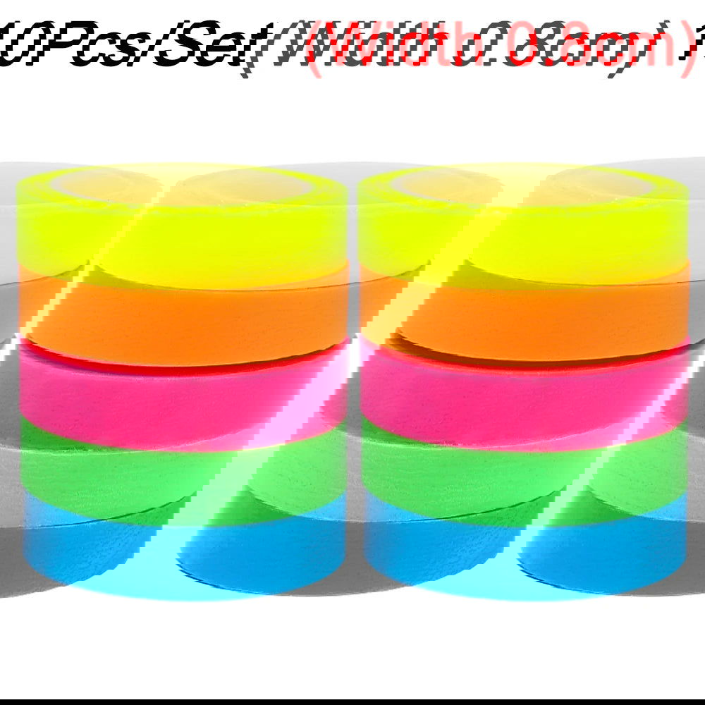 10/1Roll Marking Stickers Transparent Fluorescent Tape Index Tabs Taking Note Label Children Gift School Office Highlighter Tape - Slobuy