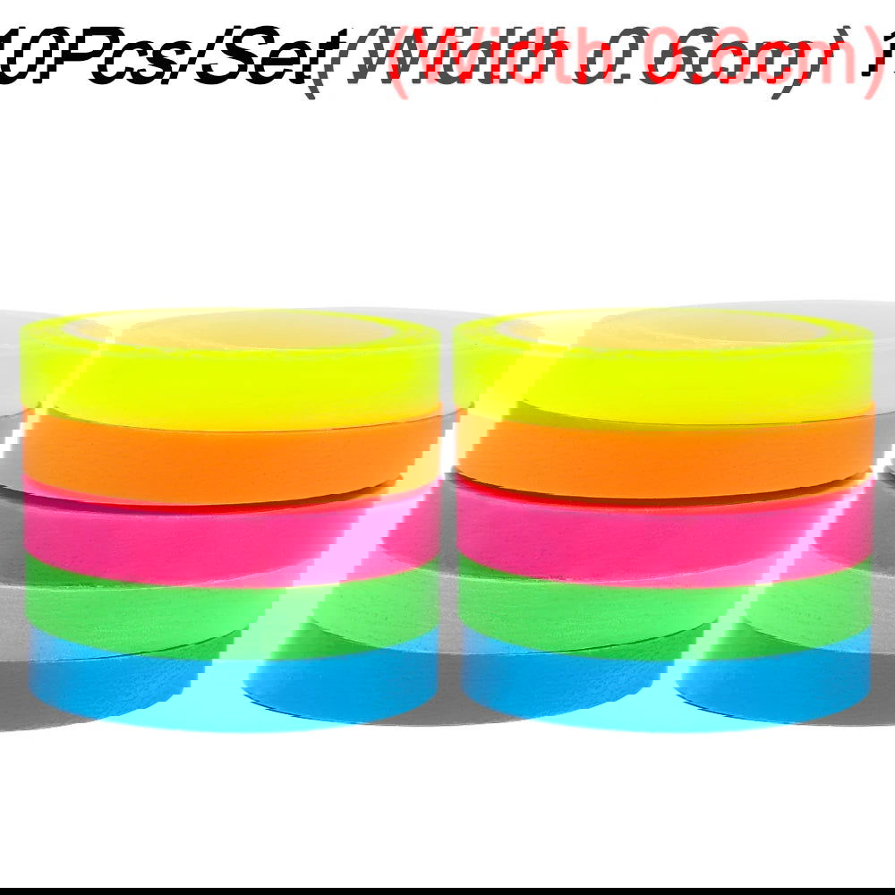 10/1Roll Marking Stickers Transparent Fluorescent Tape Index Tabs Taking Note Label Children Gift School Office Highlighter Tape - Slobuy