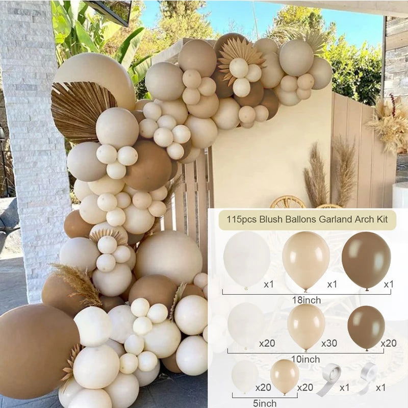1Set Coffee Brown Balloon Garland Arch Kit Latex Balloon Globos Birthday Party Decoration Wedding Party Kid Baby Shower Supplies - Slobuy