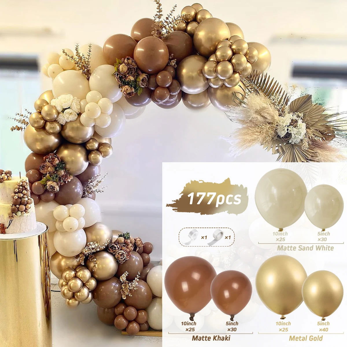 1Set Coffee Brown Balloon Garland Arch Kit Latex Balloon Globos Birthday Party Decoration Wedding Party Kid Baby Shower Supplies - Slobuy