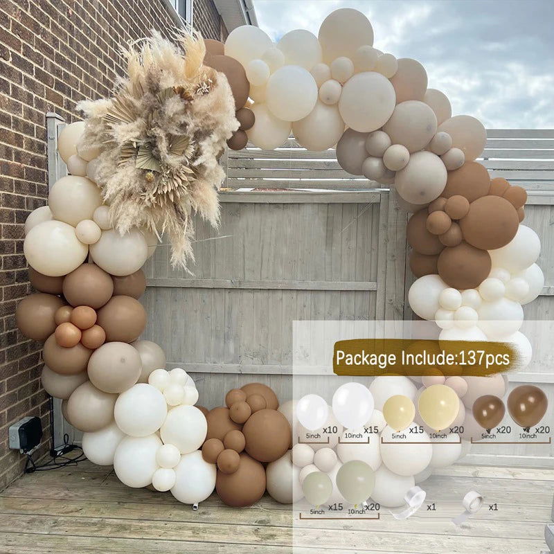1Set Coffee Brown Balloon Garland Arch Kit Latex Balloon Globos Birthday Party Decoration Wedding Party Kid Baby Shower Supplies - Slobuy