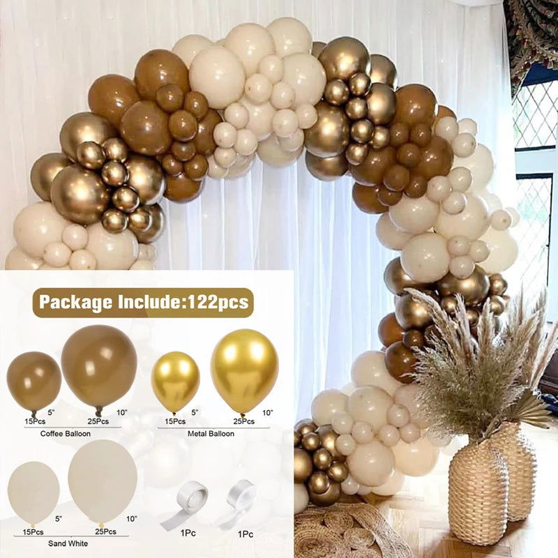 1Set Coffee Brown Balloon Garland Arch Kit Latex Balloon Globos Birthday Party Decoration Wedding Party Kid Baby Shower Supplies - Slobuy