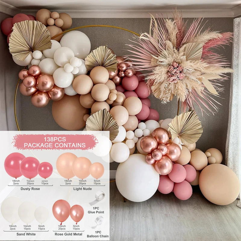 1Set Coffee Brown Balloon Garland Arch Kit Latex Balloon Globos Birthday Party Decoration Wedding Party Kid Baby Shower Supplies - Slobuy