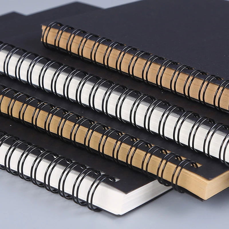 1 Book Retro Spiral Coil Kraft Paper Notebook Sketchbook Painting Diary Drawing Painting Graffiti Office School Stationery - Slobuy