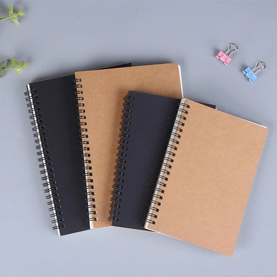 1 Book Retro Spiral Coil Kraft Paper Notebook Sketchbook Painting Diary Drawing Painting Graffiti Office School Stationery - Slobuy