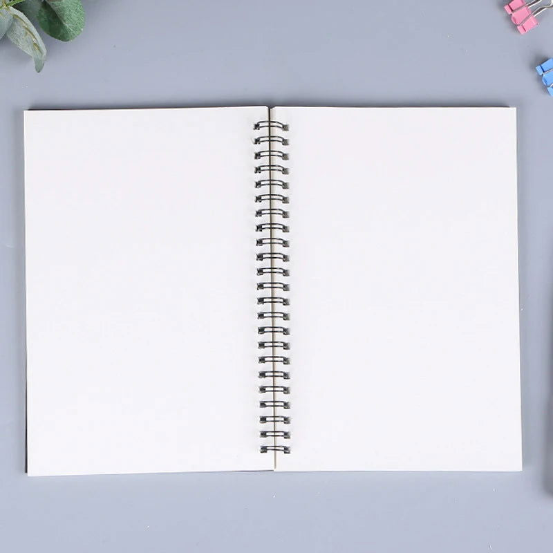 1 Book Retro Spiral Coil Kraft Paper Notebook Sketchbook Painting Diary Drawing Painting Graffiti Office School Stationery - Slobuy