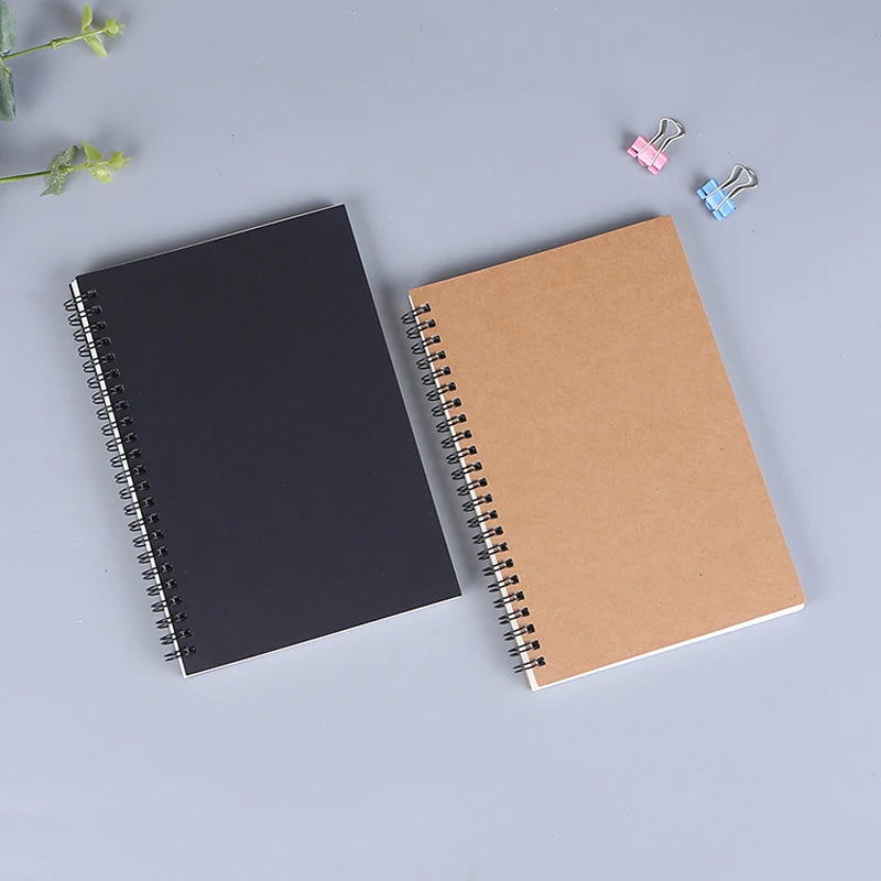 1 Book Retro Spiral Coil Kraft Paper Notebook Sketchbook Painting Diary Drawing Painting Graffiti Office School Stationery - Slobuy