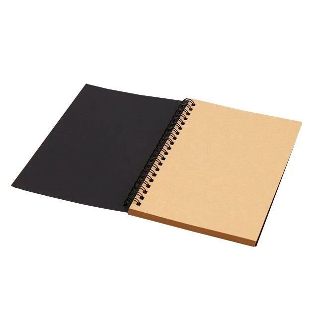 1 Book Retro Spiral Coil Kraft Paper Notebook Sketchbook Painting Diary Drawing Painting Graffiti Office School Stationery - Slobuy