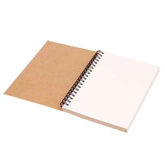 1 Book Retro Spiral Coil Kraft Paper Notebook Sketchbook Painting Diary Drawing Painting Graffiti Office School Stationery - Slobuy