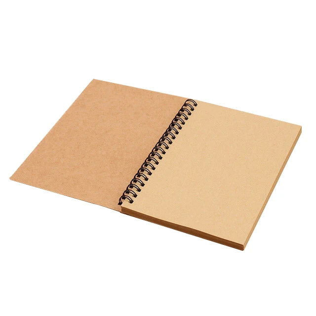 1 Book Retro Spiral Coil Kraft Paper Notebook Sketchbook Painting Diary Drawing Painting Graffiti Office School Stationery - Slobuy