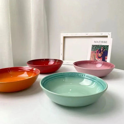 1 Pack Ceramic Dinner Plate,7 inches Porcelain Soup Bowl,Dessert Salad Food Dish,Kitchen Serving Tray,Colorful Deep Tableware - Slobuy