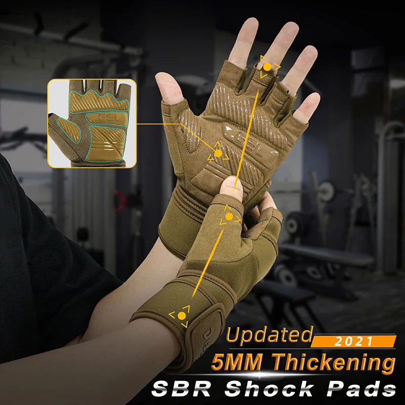 1 Pair Bodybuilding Gym Gloves for Men Women Weightlifting Dumbbell Training Anti-Slip Fitness Gloves Crossfit Workout Exercise - Slobuy