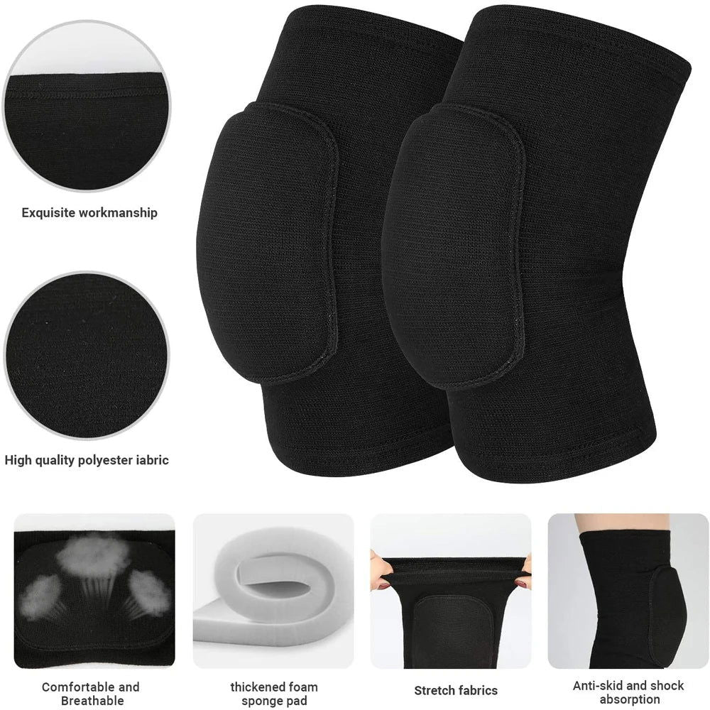 1 Pair Sports Knee Pads Adults Kid Dance Knee Protector Elastic Thicken Sponge Knees Brace Support for Gym Yoga Workout Training - Slobuy
