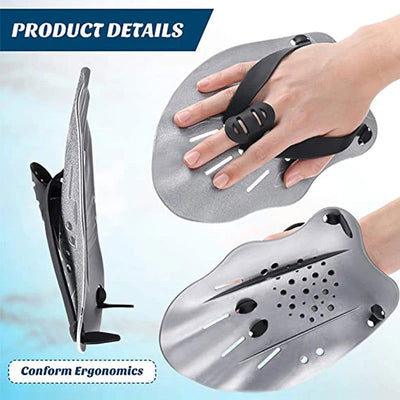 1 Pair Swimming Training Paddles Swim Hand Paddles Snorkeling Diving Gloves Fin Flipper Sports Silicone Palm Adjustable Straps - Slobuy
