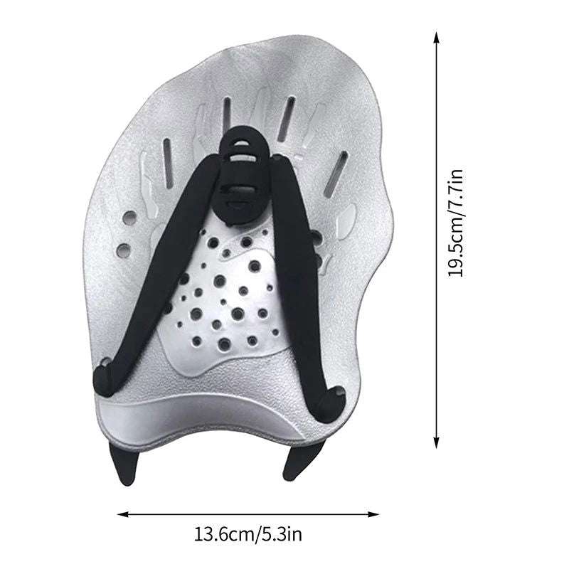 1 Pair Swimming Training Paddles Swim Hand Paddles Snorkeling Diving Gloves Fin Flipper Sports Silicone Palm Adjustable Straps - Slobuy