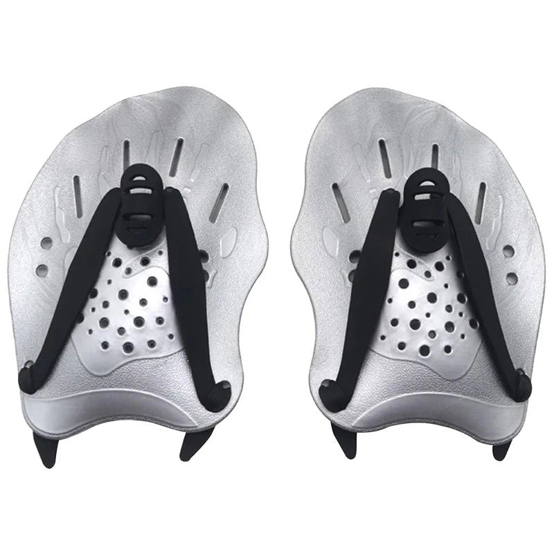 1 Pair Swimming Training Paddles Swim Hand Paddles Snorkeling Diving Gloves Fin Flipper Sports Silicone Palm Adjustable Straps - Slobuy