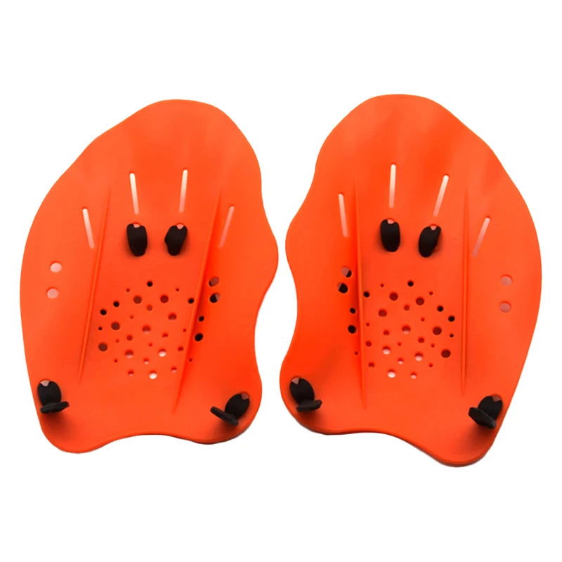 1 Pair Swimming Training Paddles Swim Hand Paddles Snorkeling Diving Gloves Fin Flipper Sports Silicone Palm Adjustable Straps - Slobuy