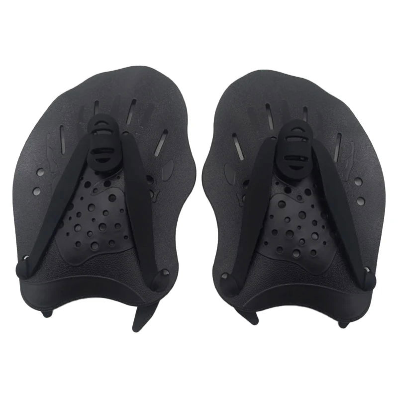 1 Pair Swimming Training Paddles Swim Hand Paddles Snorkeling Diving Gloves Fin Flipper Sports Silicone Palm Adjustable Straps - Slobuy