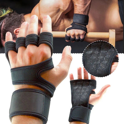 1 Pairs Weightlifting Training Gloves for Men Women Fitness Sports Body Building Gymnastics Gym Hand Wrist Palm Protector Gloves - Slobuy