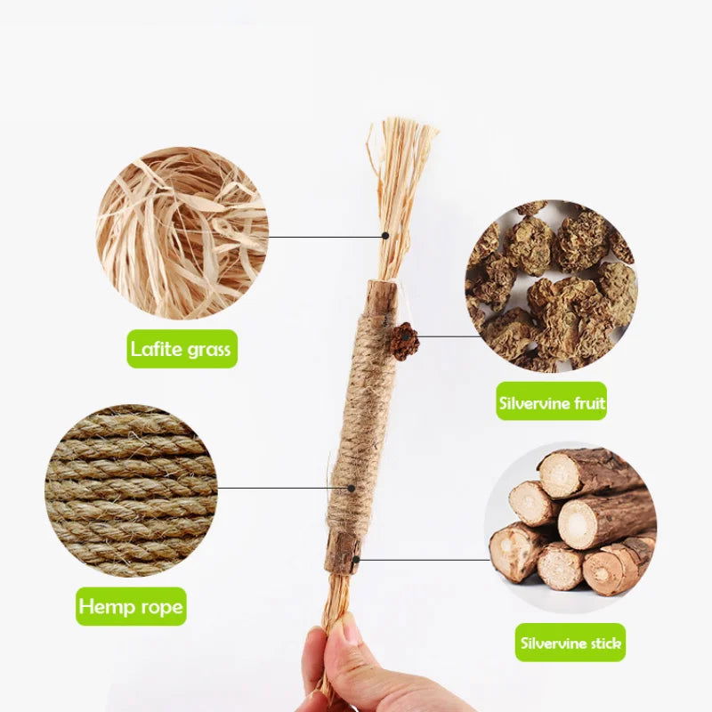1 Pc Cat Toys Silvervine Chew Stick Polygonum Kitty Raffia Grass Pet Supplies Cleaning Teeth Stick Pet Bite Cat Toy Hemp Rope - Slobuy