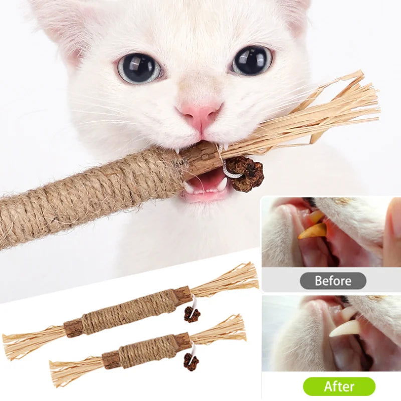 1 Pc Cat Toys Silvervine Chew Stick Polygonum Kitty Raffia Grass Pet Supplies Cleaning Teeth Stick Pet Bite Cat Toy Hemp Rope - Slobuy