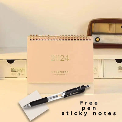 1 Pc Notebook 2024-2025 Fashion Simple Memo Book Monthly Calendar Office Desktop Decoration Calendar Free Post-it Notes and Pens - Slobuy