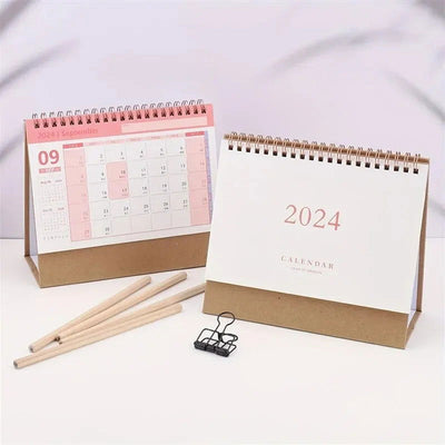 1 Pc Notebook 2024-2025 Fashion Simple Memo Book Monthly Calendar Office Desktop Decoration Calendar Free Post-it Notes and Pens - Slobuy
