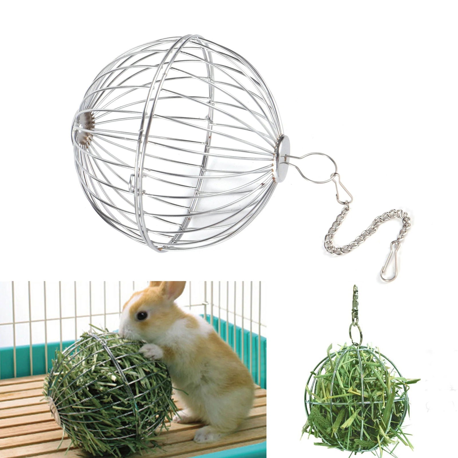 1 Pc Pet Rabbit Hay Toy Feeder Ball Feed Dispensing Sport Hanging Hay Ball Small Pet Guinea Pig Hamster Feeding Accessories - Slobuy