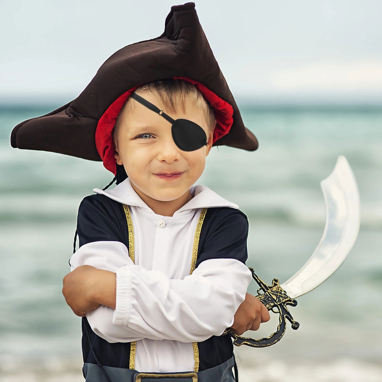 1 Pc Pirate Eye Patch Soft Comfortable Black Color Simple Durable Eye Pad Single Eye Patch For Men Adults - Slobuy