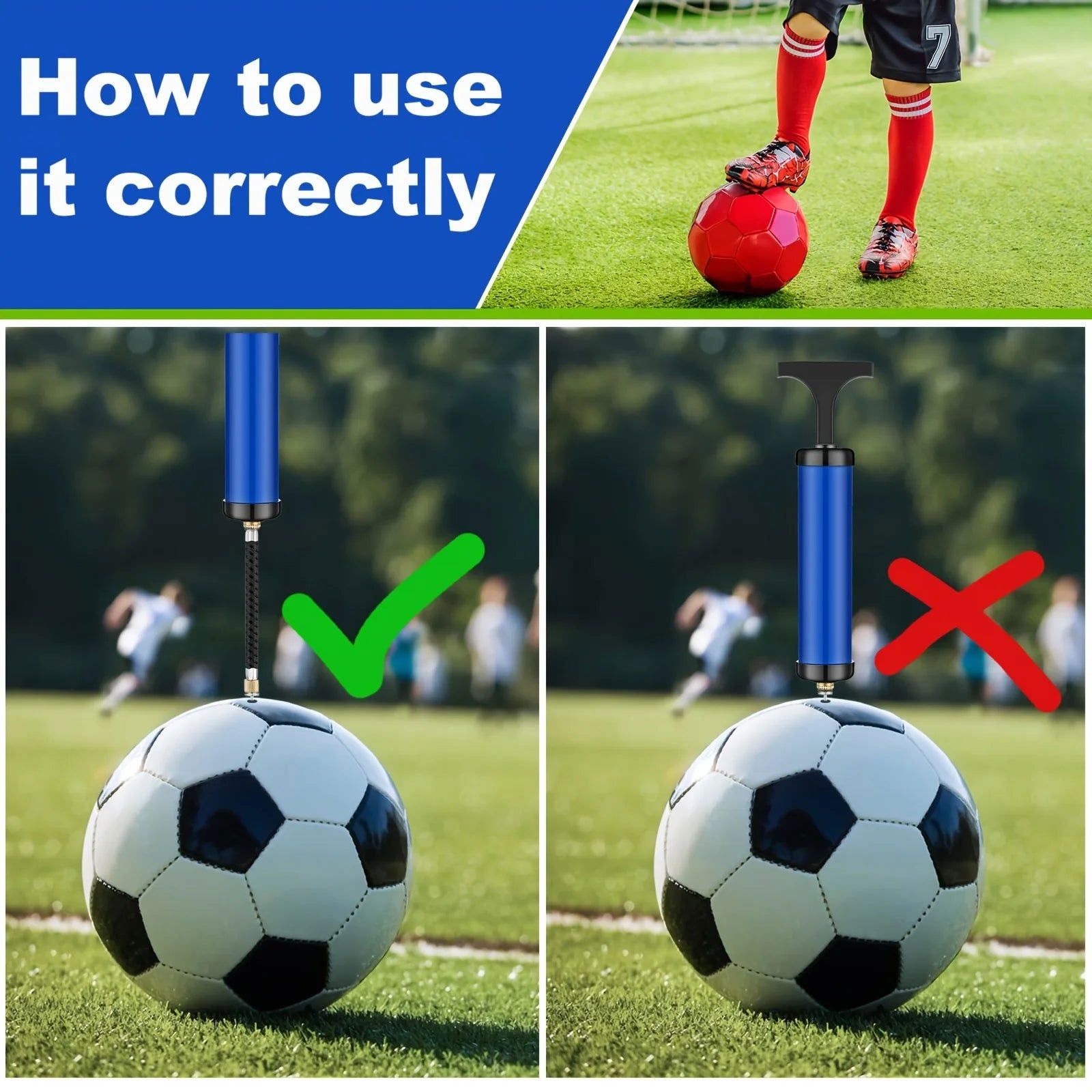 1 Pc Portable Multifunctional Ball Pump With Needle And Nozzle, Ball Inflator For Football,Basketball,Volleyball,Swimming - Slobuy