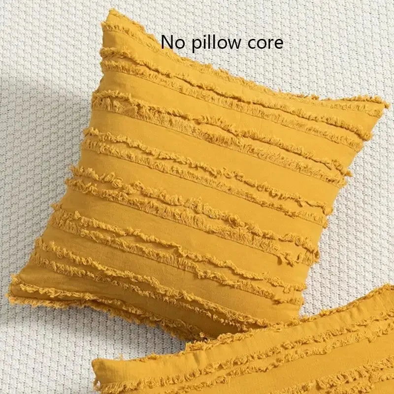 1 Piece Bohemian Style Cotton Linen Pillowcase Inset Style Pillowcase Without Pillow Core Cut Flower Tassel Sofa Pillowcase - Slobuy