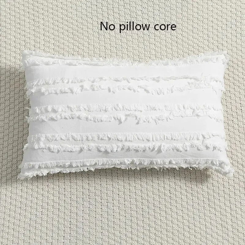 1 Piece Bohemian Style Cotton Linen Pillowcase Inset Style Pillowcase Without Pillow Core Cut Flower Tassel Sofa Pillowcase - Slobuy