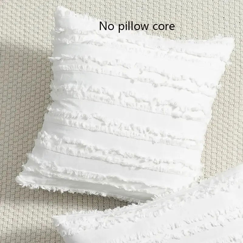 1 Piece Bohemian Style Cotton Linen Pillowcase Inset Style Pillowcase Without Pillow Core Cut Flower Tassel Sofa Pillowcase - Slobuy