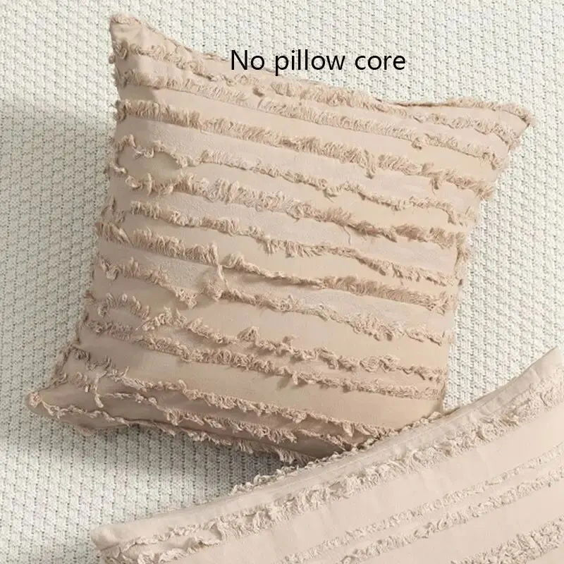 1 Piece Bohemian Style Cotton Linen Pillowcase Inset Style Pillowcase Without Pillow Core Cut Flower Tassel Sofa Pillowcase - Slobuy