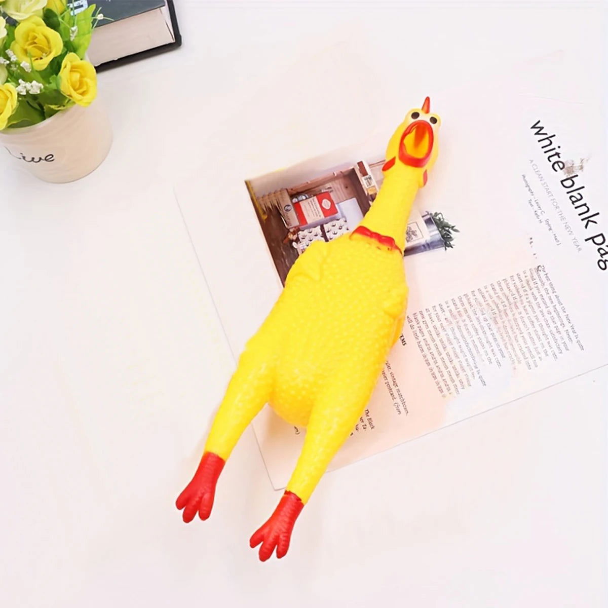 1 Piece Funny Yellow Squeaking Rubber Squeezing Chicken Toy Weird Squeaking Chicken - Slobuy
