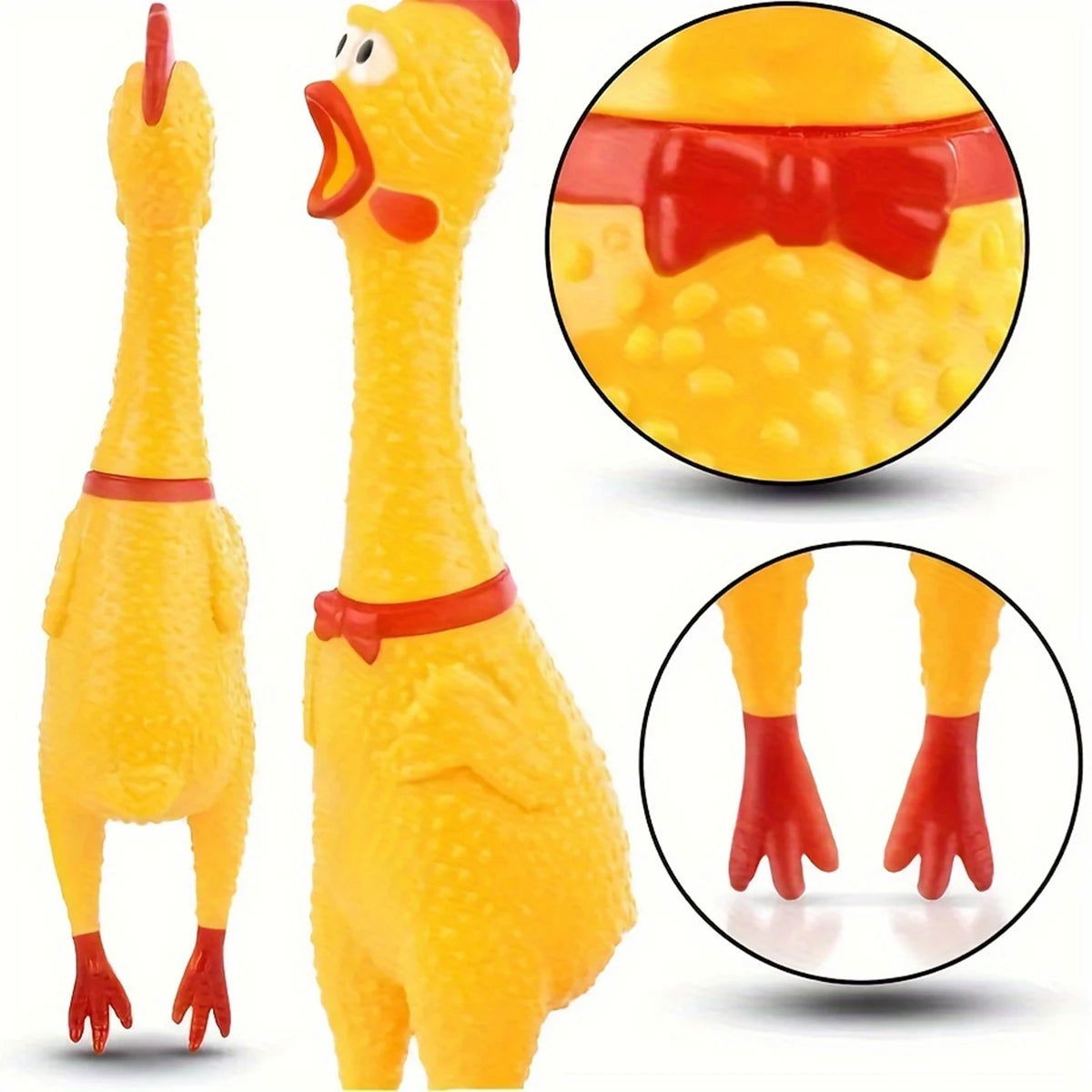 1 Piece Funny Yellow Squeaking Rubber Squeezing Chicken Toy Weird Squeaking Chicken - Slobuy