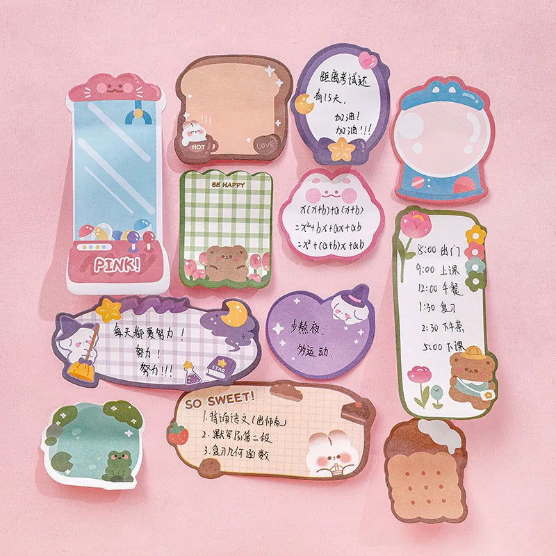 1 Piece Lytwtw's Cartoon Adhesive Cute Kawaii Animals Notes Notepad Memo Pad Office School Supplies Stationery Sticker - Slobuy