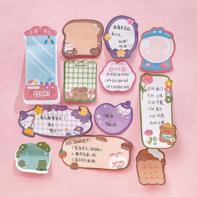 1 Piece Lytwtw's Cartoon Adhesive Cute Kawaii Animals Notes Notepad Memo Pad Office School Supplies Stationery Sticker - Slobuy