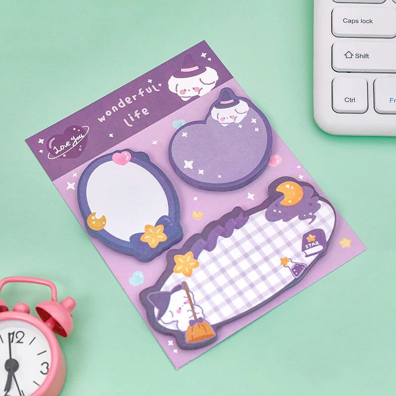 1 Piece Lytwtw's Cartoon Adhesive Cute Kawaii Animals Notes Notepad Memo Pad Office School Supplies Stationery Sticker - Slobuy