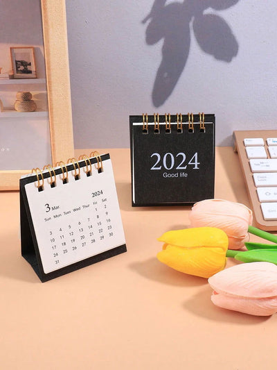 1 Piece Mini 2024 desk Calendar portable table ornament Calendar Student 2024 Agenda Plan Desk Calendar - Slobuy